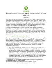 Oxfam Comments on Second Draft of World Bank Environmental and Social Framework
